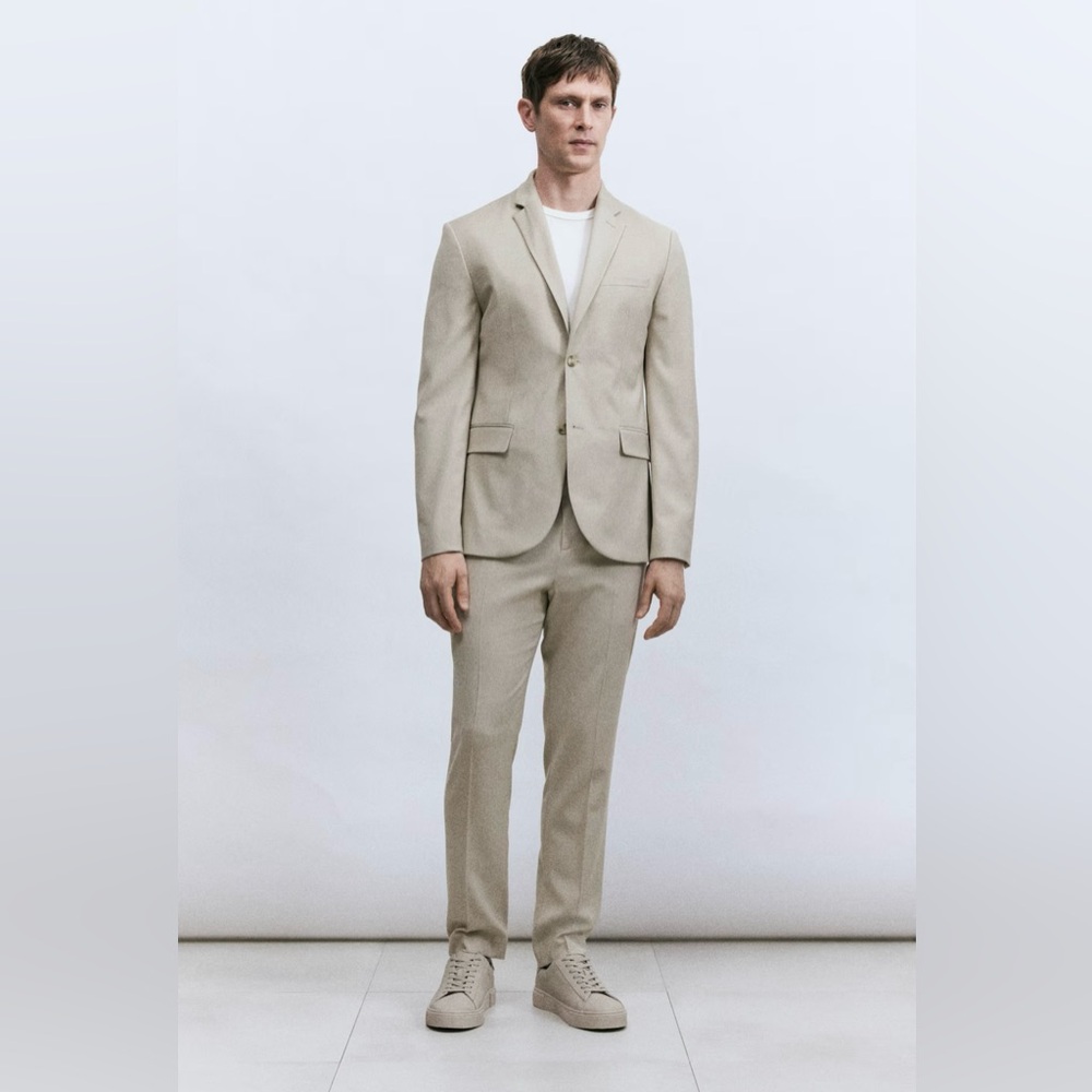 H&M Men’s Slim Fit Suit Pants Beige Size 33R